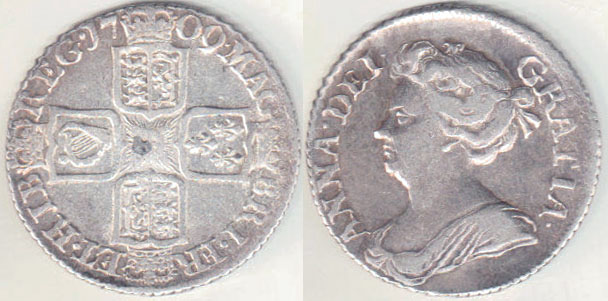 1709 Great Britain silver Shilling A000532